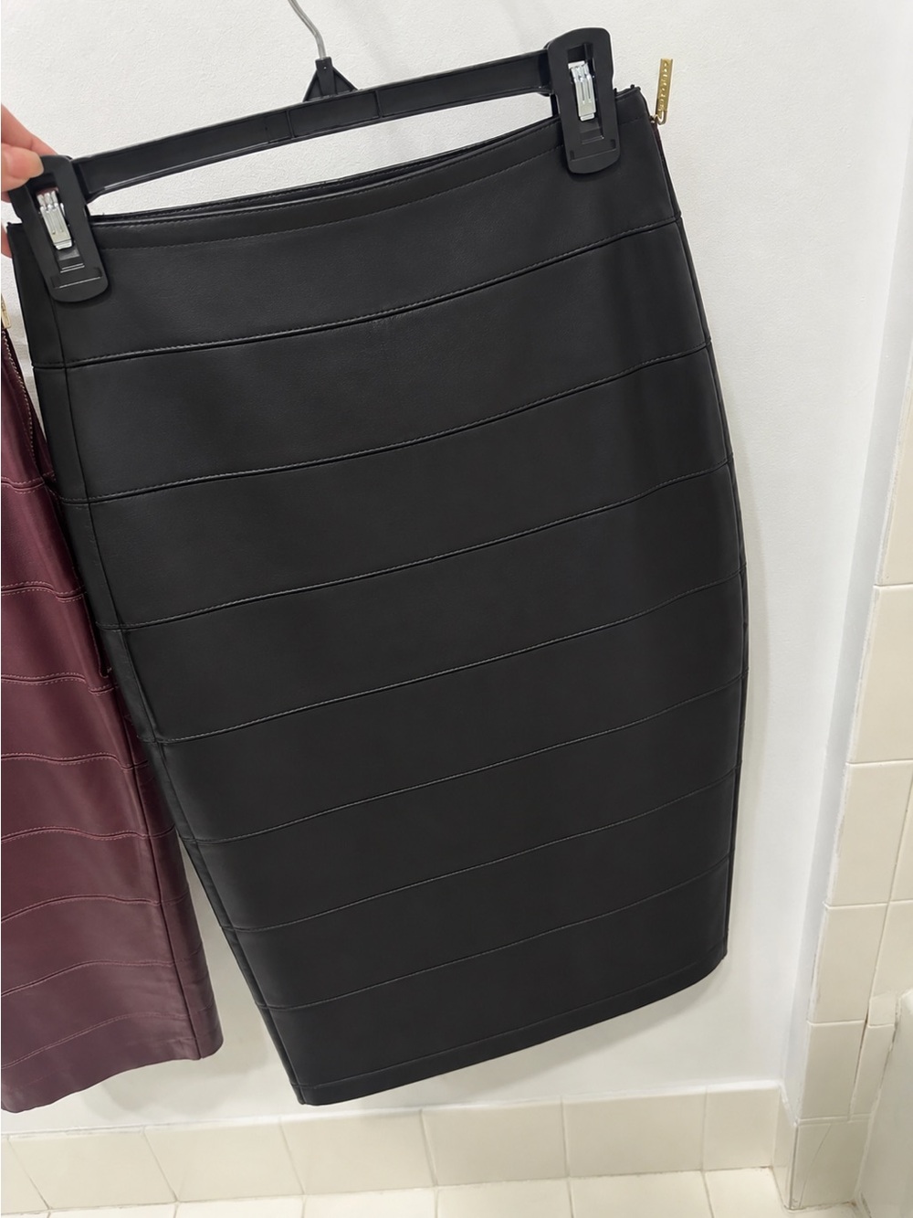 Marciano Black Faux Leather Panel Pencil Skirt